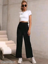 Black and white lycra trousers for women and girls, narrow-shaped and solid pattern, ideal for fashionable outfits. Origin: India